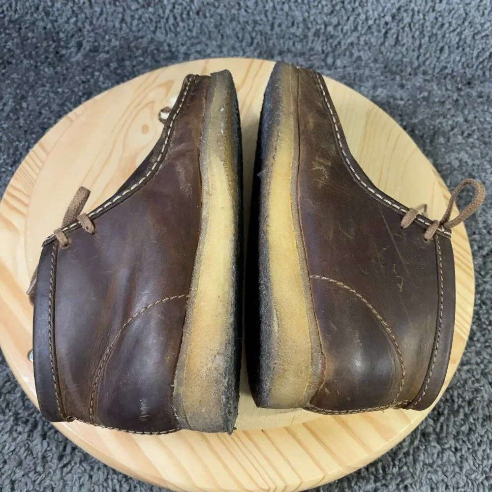 Clarks Originals Wallabee Chukka Boot Beeswax Leather Mens 8.5 Brown Crepe Sole
